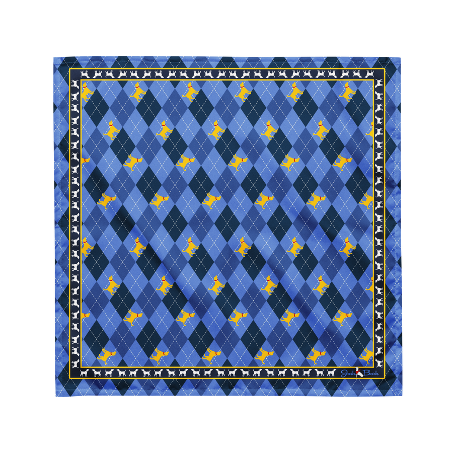 Argyle Dog Bandana in Dark Blue