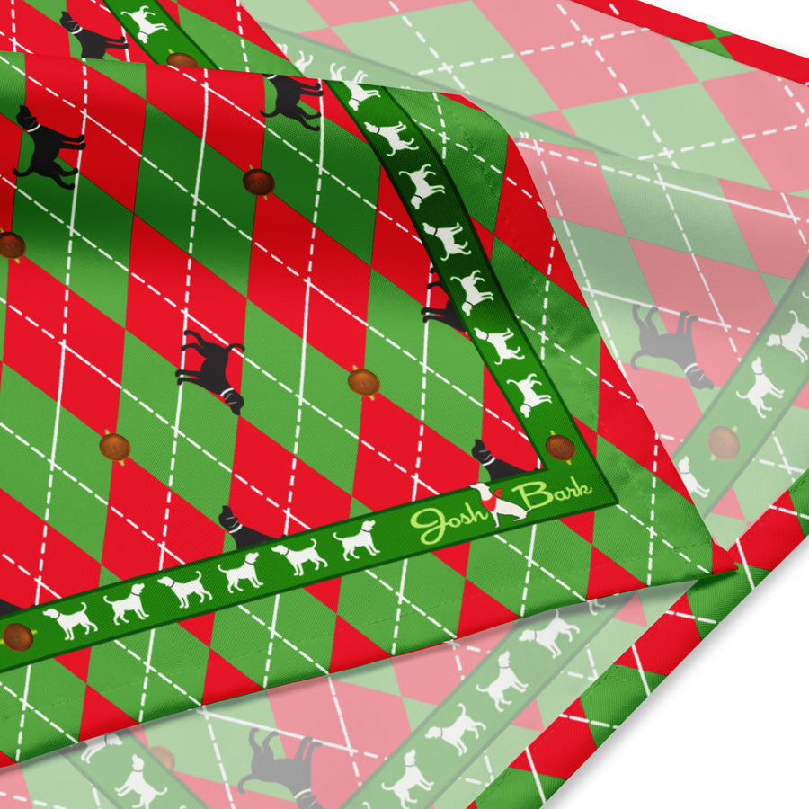 Argyle Dog Bandana in Christmas Colors