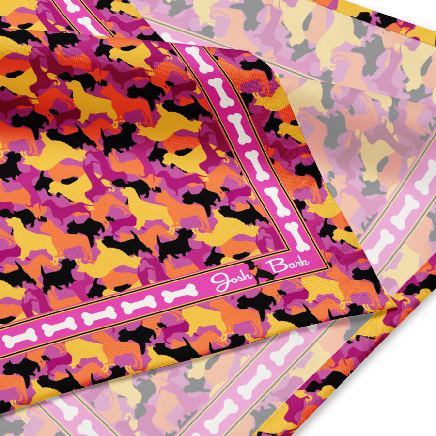 Camo K9 Dog Bandana in Pink and Orange