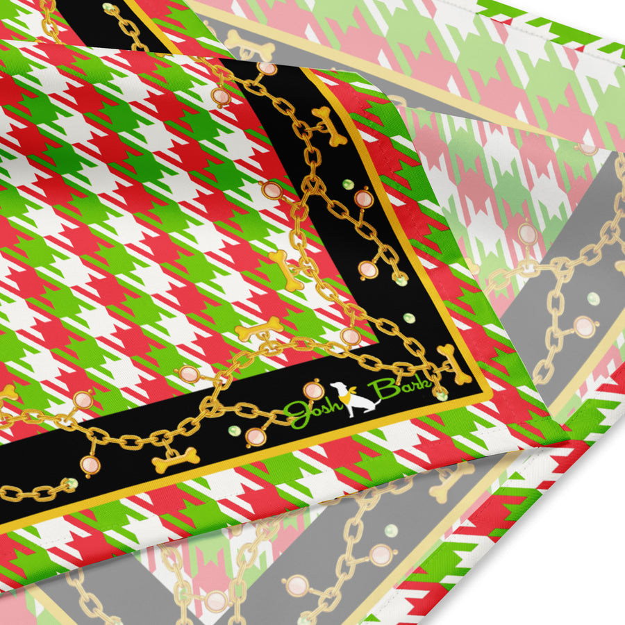 Ms. Coco Houndstooth Dog Bandana Christmas Colors