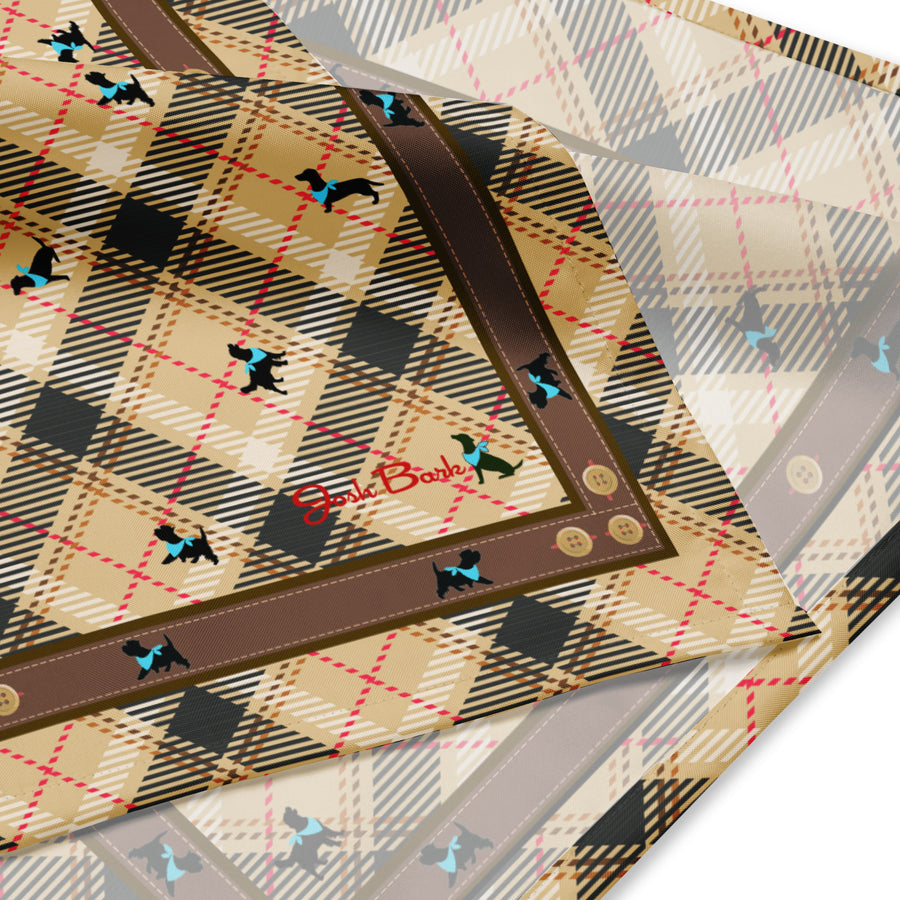 Proper Plaid Dog Bandana in Beige (Boys)