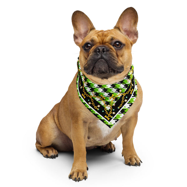 Ms. Coco Houndstooth Dog Bandana in Green and Black