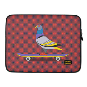 Skateboard Pigeon Laptop Sleeve in Red
